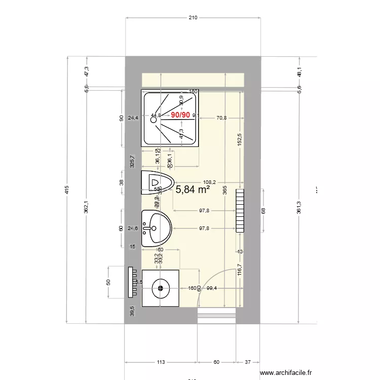 1er , 2&egrave;me, 3&egrave;me - DROITE 3pc. Plan de 1 Pièce et 6 m²