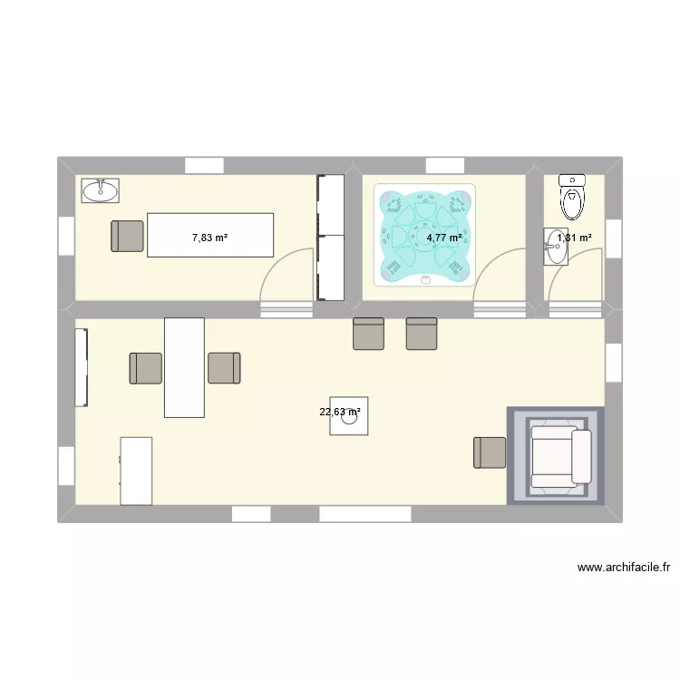 test 2 chalet. Plan de 4  et 37 m²
