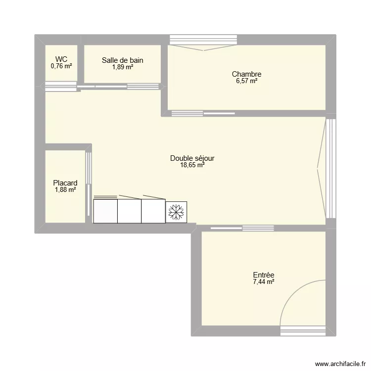 Appartement - projet. Plan de 6 Pièces et 37 m²