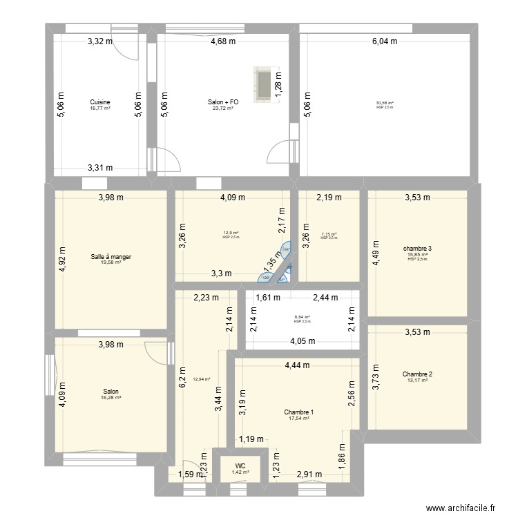Plan waterloo. Plan de 13 pièces et 197 m2