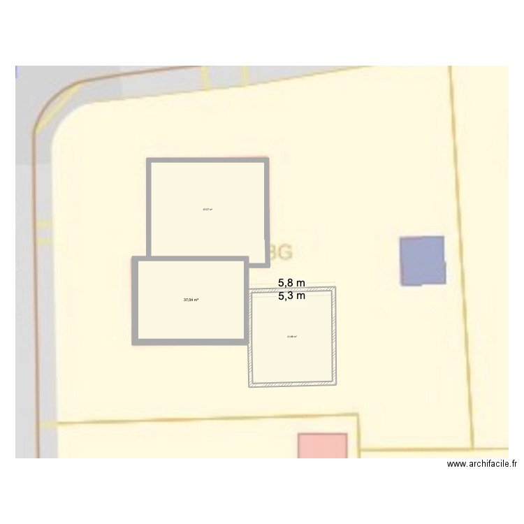 Baaldtje dwarstraat. Plan de 3 pièces et 116 m2