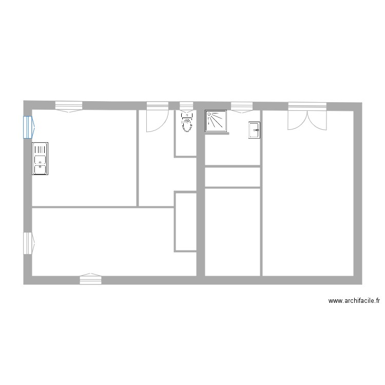 MIALON_RDC. Plan de 6 pièces et 67 m2