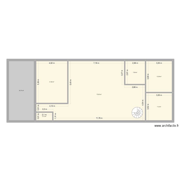 MAISON LONGERE AVEC MEZZANINE. Plan de 9 pièces et 196 m2