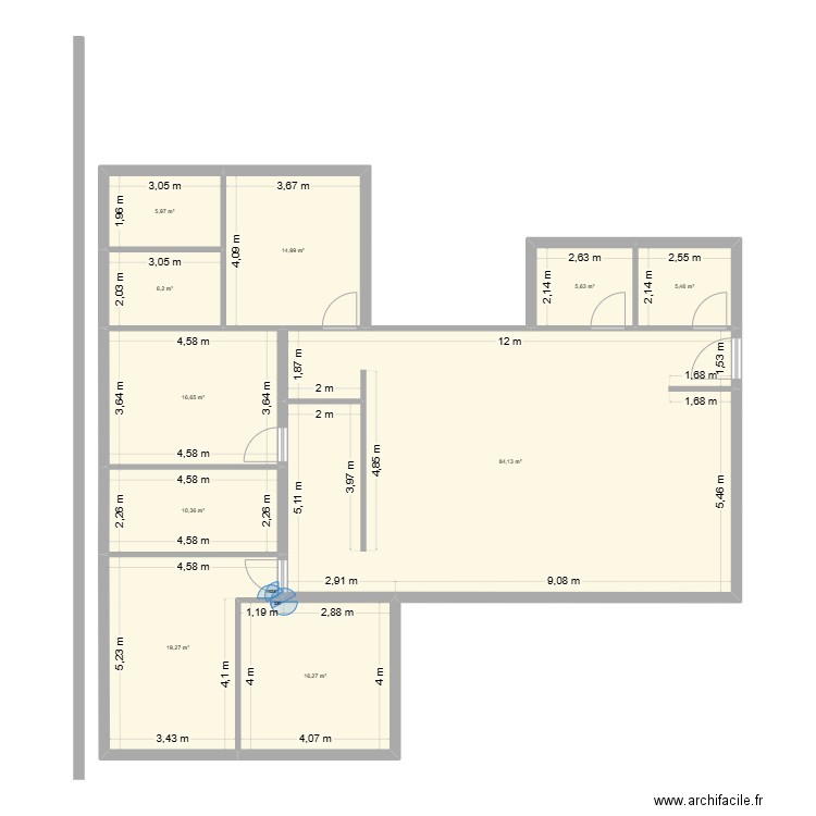 Maison 2. Plan de 10 pièces et 185 m2