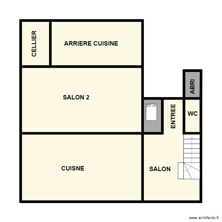 GUERIN RDC. Plan de 8 pièces et 64 m2