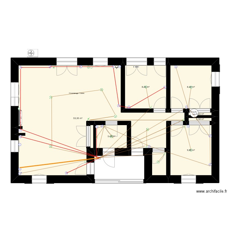 notre maison. Plan de 7 pièces et 84 m2
