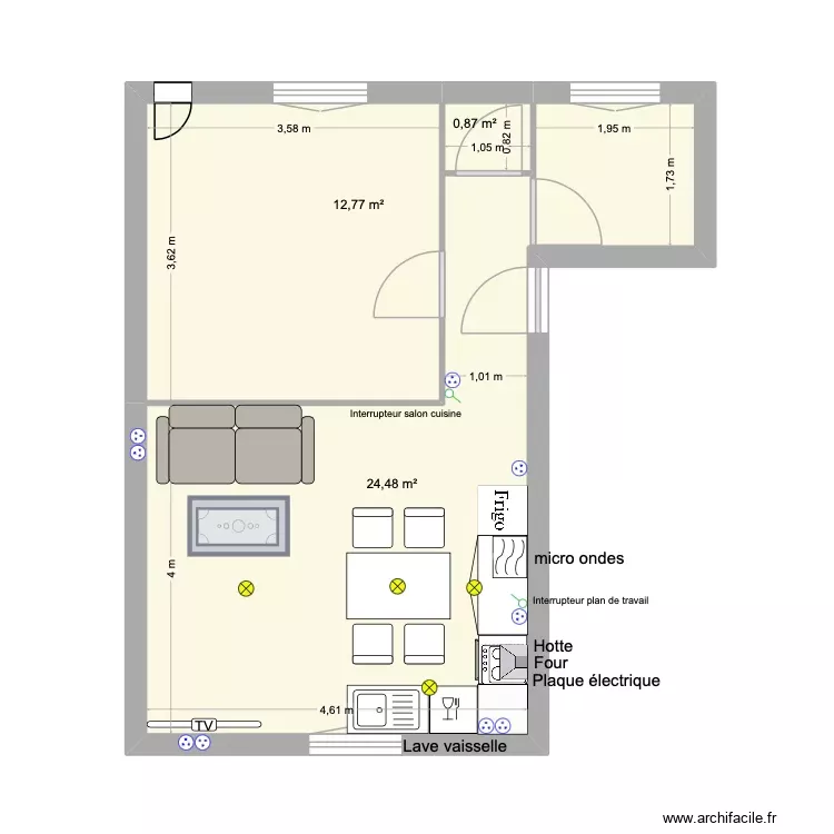 PLAN HUGO APRES MODIF COTATION 2. Plan de 3 Pièces et 38 m²