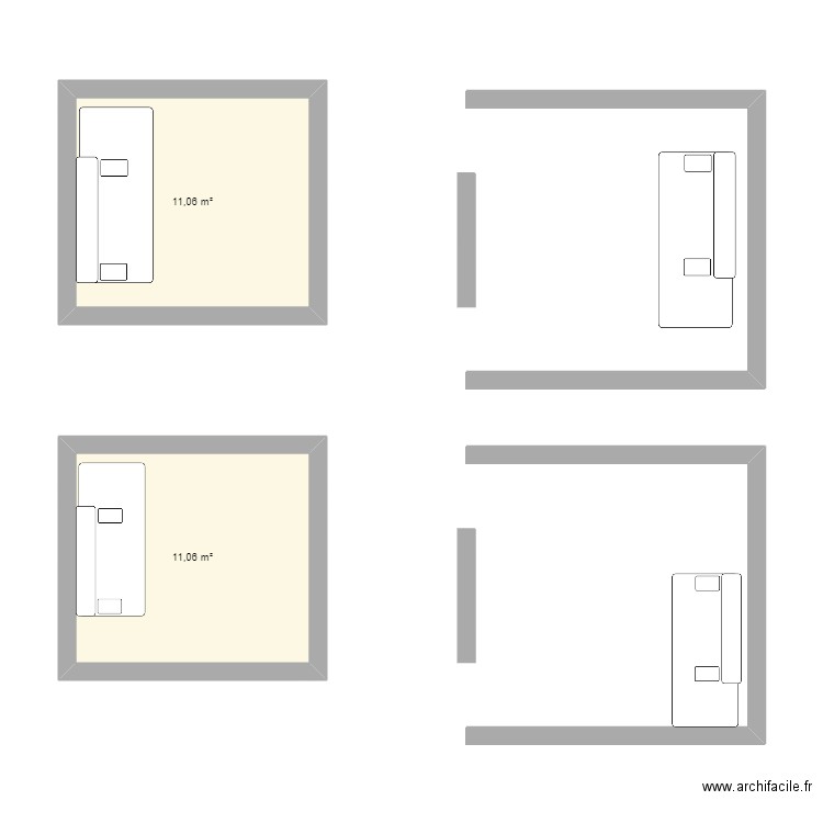 canape. Plan de 2 pièces et 22 m2