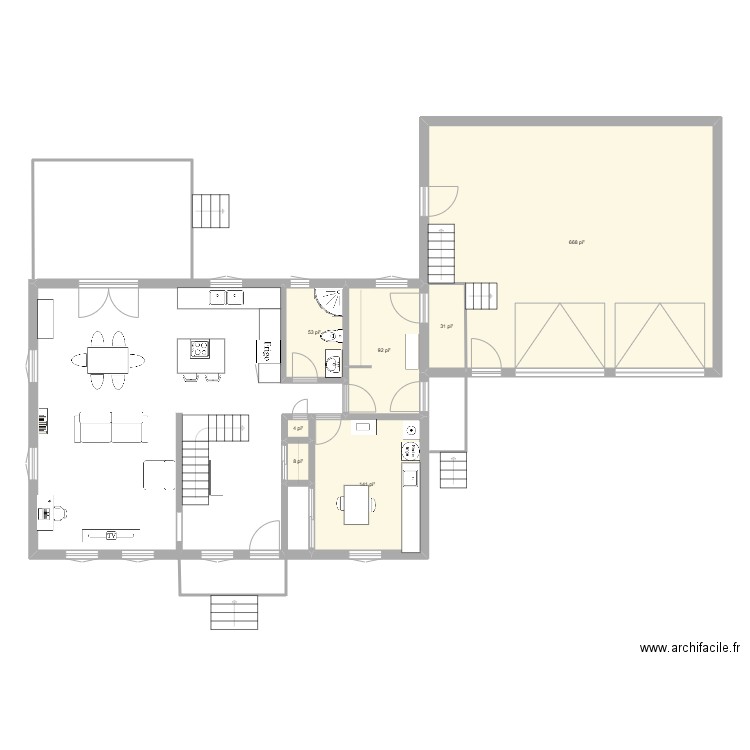 FG13-A. Plan de 7 pièces et 93 m2