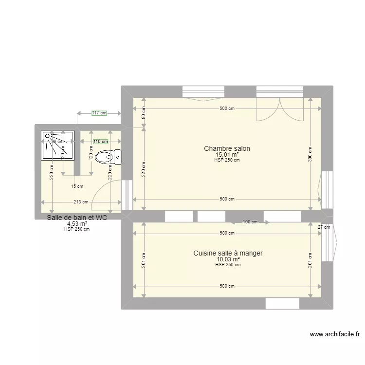 RDC B NADIA 2. Plan de 3  et 30 m²