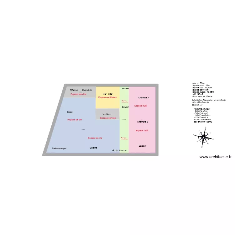 maison Eliane trapézoïdale toiture 01. Plan de maison Eliane trapézoïdale toiture 01. Plan de