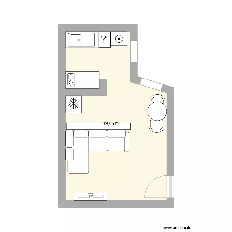 salon. Plan de 1  et 20 m²