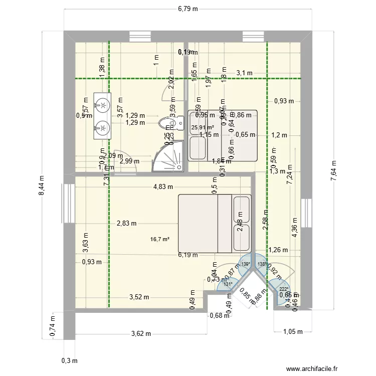 TOILETTE GAUCHE CHAMBRE PEPETTE MEUBLE. Plan de 2 Pièces et 43 m² TOILETTE GAUCHE CHAMBRE PEPETTE MEUBLE. Plan de 2 Pièces et 43 m²