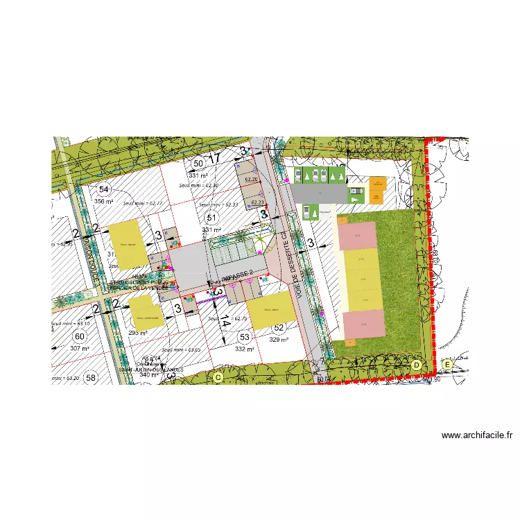 St Julien des Landes - La Bassetière. Plan de St Julien des Landes - La Bassetière. Plan de