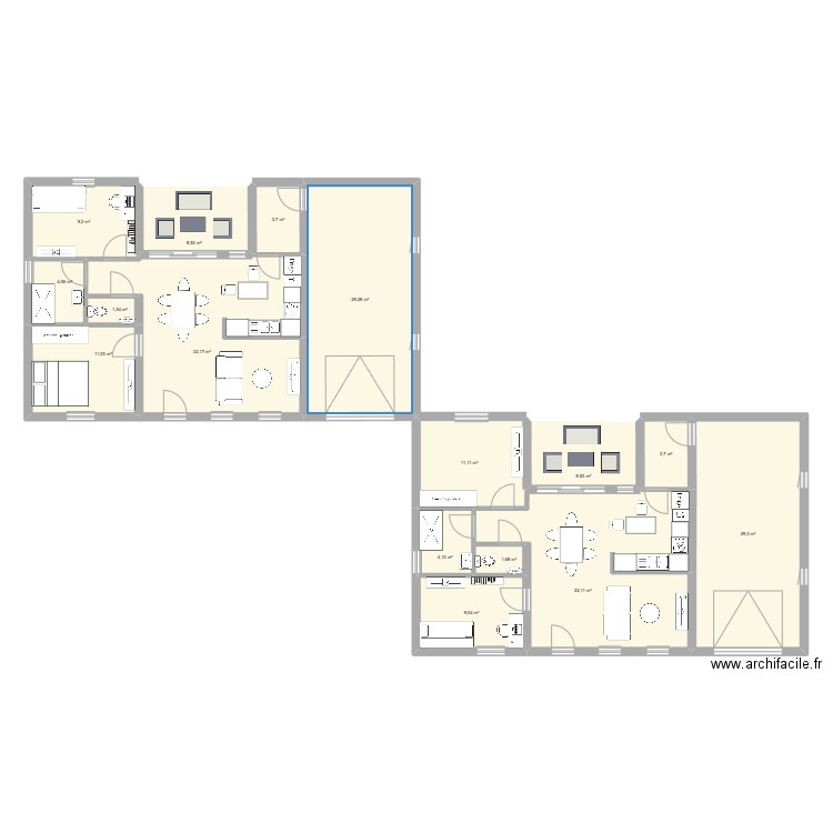 maison 4. Plan de 16 pièces et 199 m2