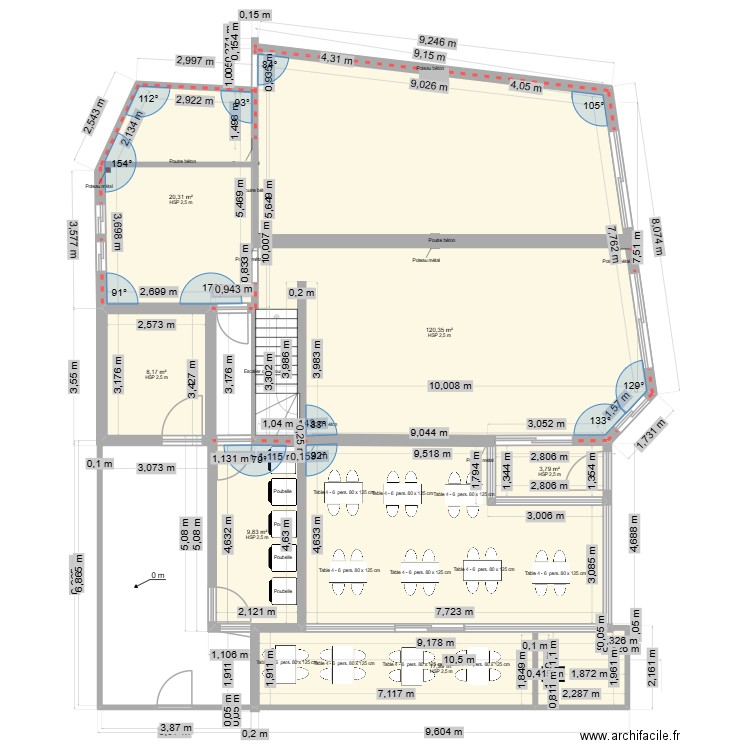 SALLE + VERANDA + CUISINE 03. Plan de 6 pièces et 180 m2