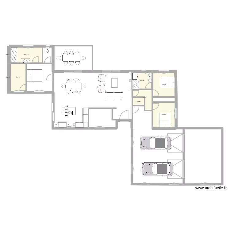 MAISON 1. Plan de 9  et 44 m²