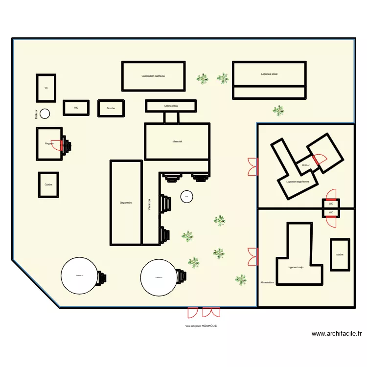 Vue en plan de HONHOUE. Plan de 