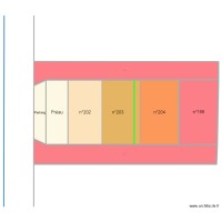 mesures cadastre à modifier, mur de séparation en vert