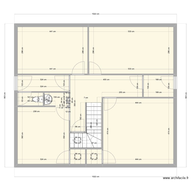 PROJET GAUDIN - RDC - ETAT DE LIEUX. Plan de 12 pièces et 82 m2