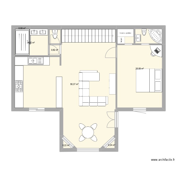 CASA 1 PLANTA. Plan de 7 pièces et 76 m2