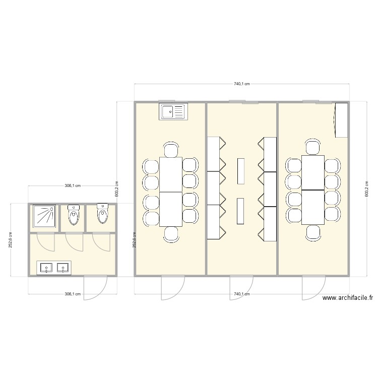 PAILLASSEUR CHANTIER VILLEURBANNE. Plan de 7 pièces et 50 m2