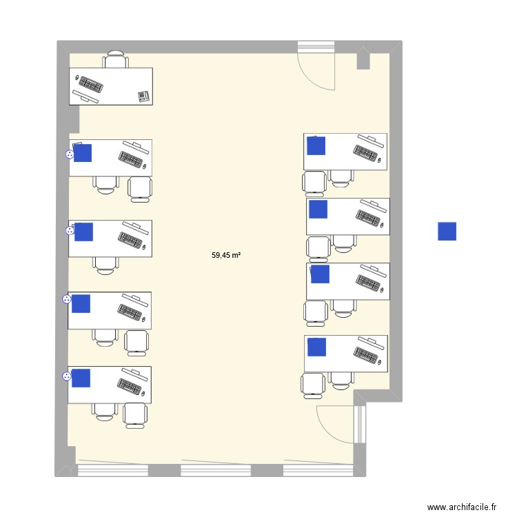 sae2.3. Plan de 1 pièce et 59 m2