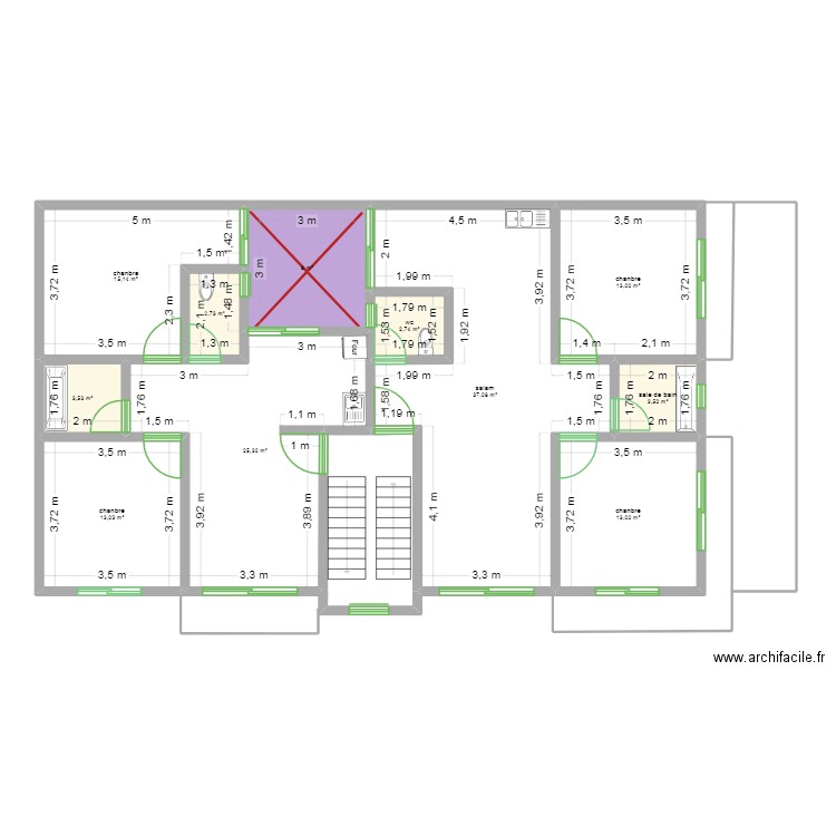nelo. Plan de 11 pièces et 138 m2