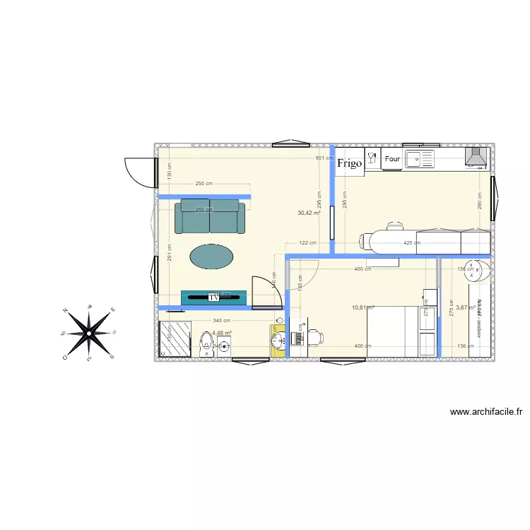 T2 50M2. Plan de T2 50M2. Plan de
