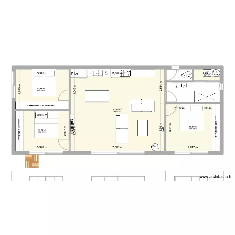 Projet Corse 1. Plan de 5  et 82 m²