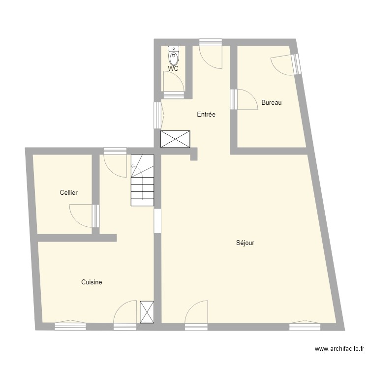 PILLARD RDC . Plan de 4 pièces et 72 m2