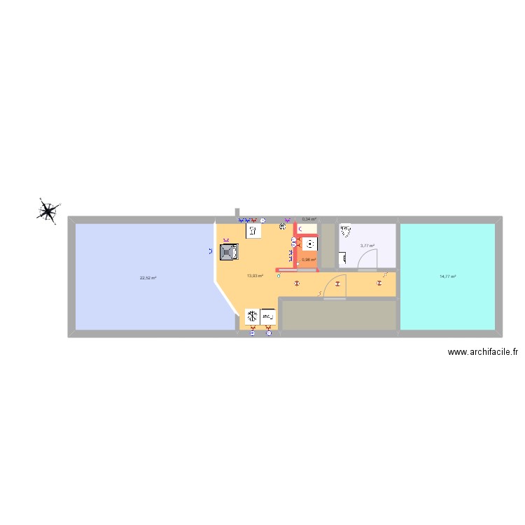 plan appartement guillemins modifié. Plan de 0 pièce et 0 m2