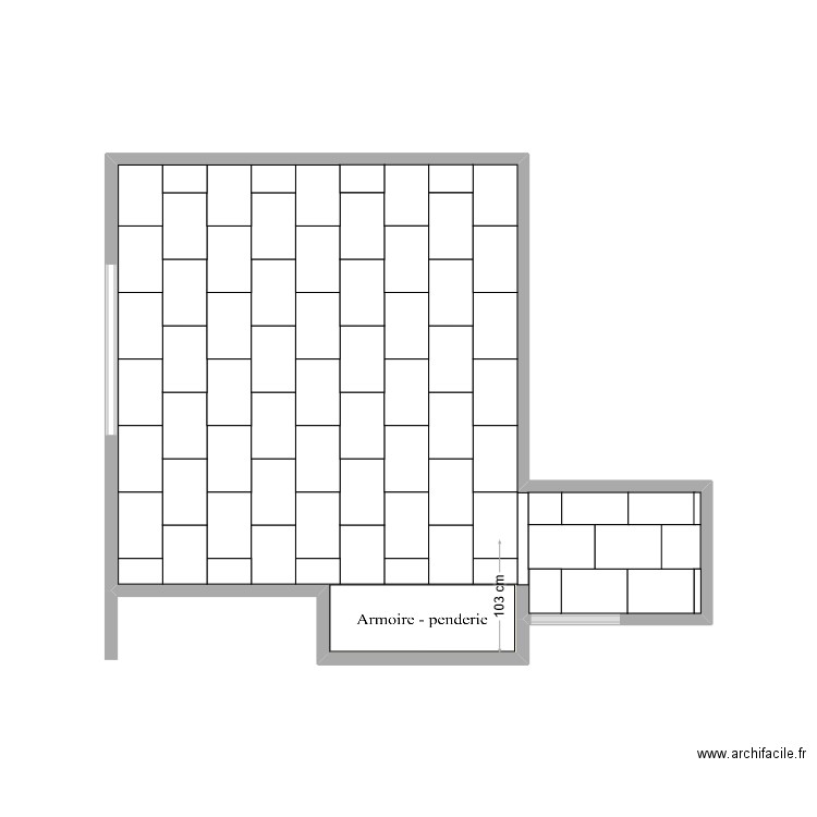 CH3 Calepinage. Plan de 1 pièce et 17 m2