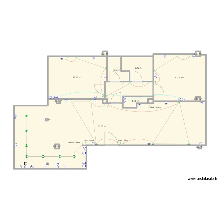 LAVARENDE PROJET ELEC. Plan de 12 pièces et 80 m2