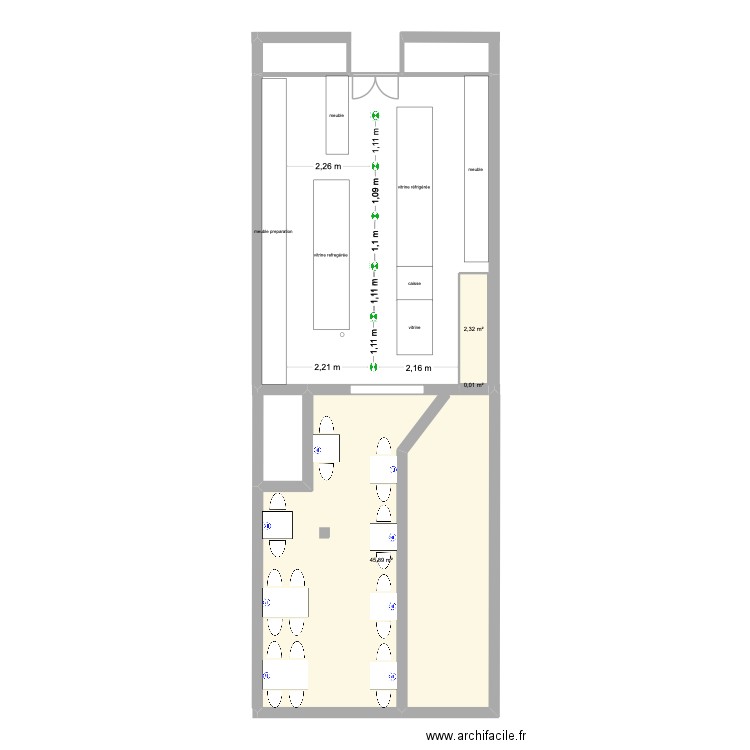 patisserie jonzac. Plan de 3 pièces et 48 m2