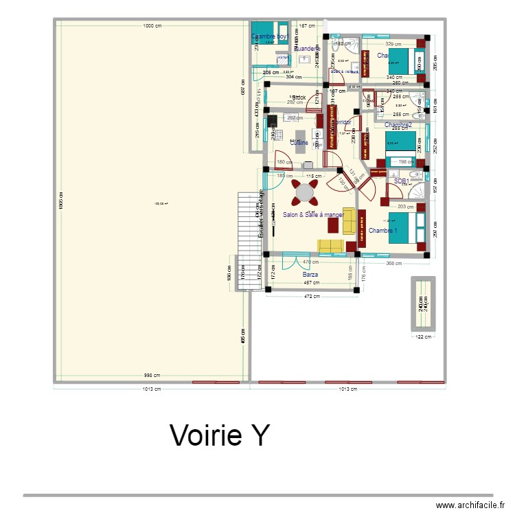 escalier4. Plan de 16 pièces et 293 m2