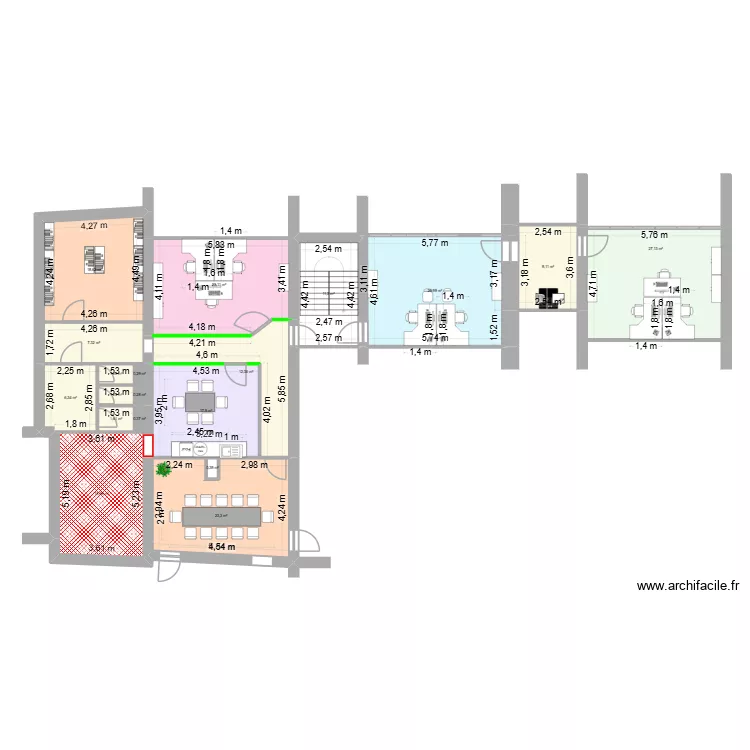 Ste Catherine Antenne Plan valid&eacute; par PF et EC. Plan de 19 Pièces et 208 m²
