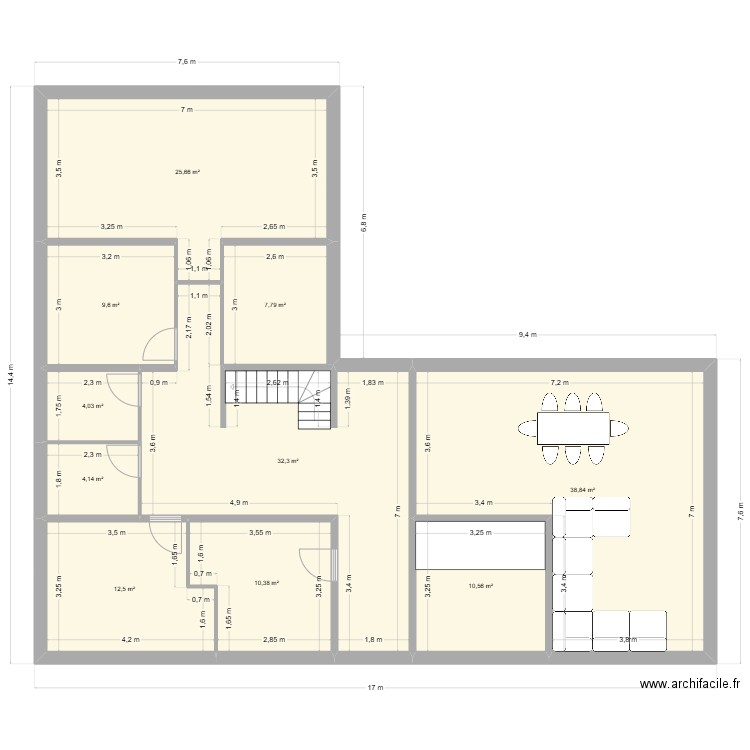 chaponnay2. Plan de 10 pièces et 156 m2