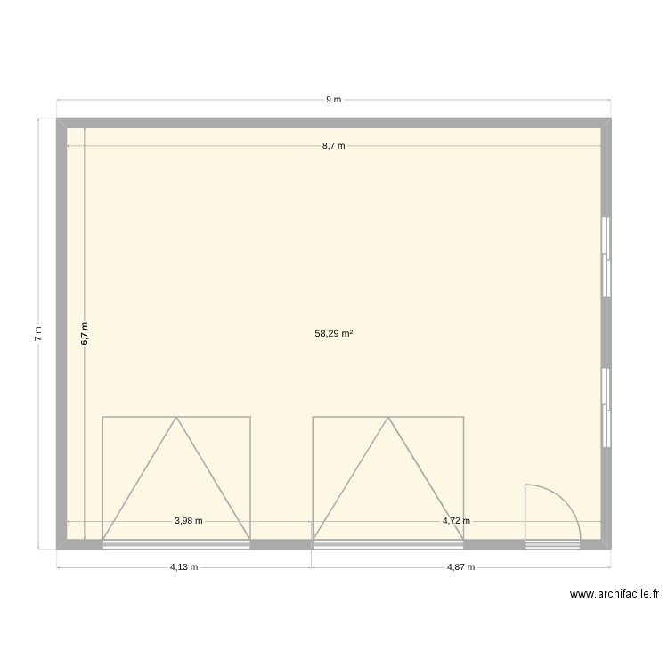 plan garage chantier fontaine. Plan de 1 pièce et 58 m2