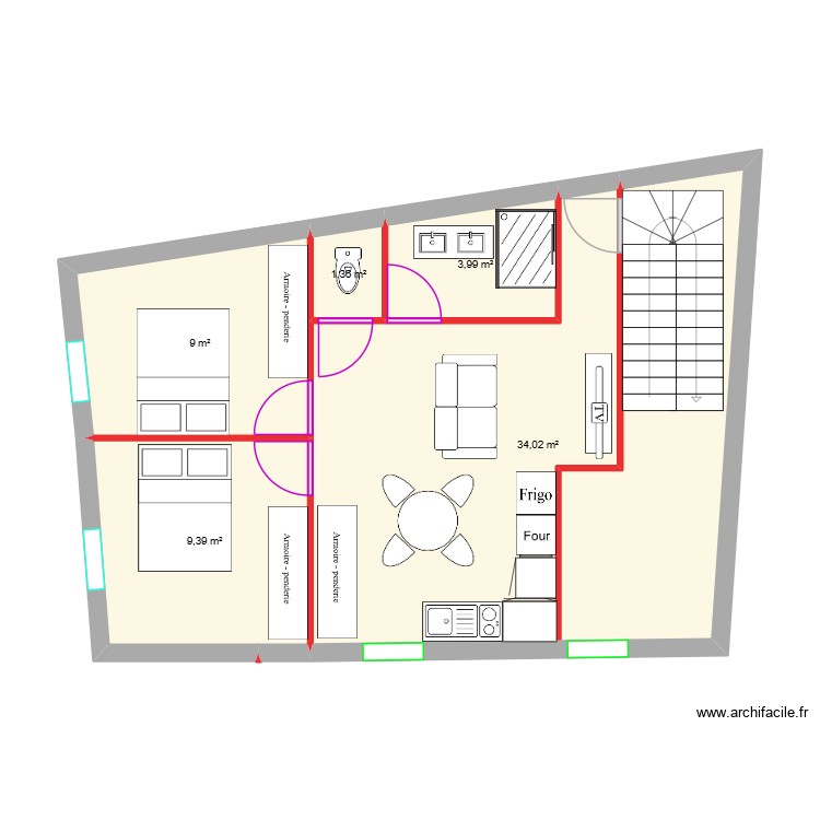 RDC. Plan de 0 pièce et 0 m2