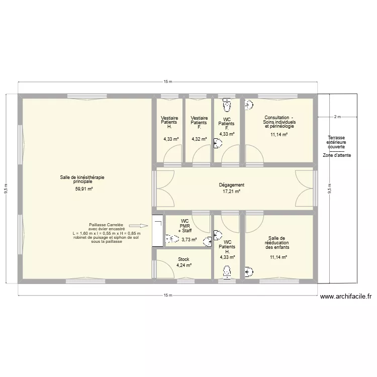 H&ocirc;pital de Kiremba - B&acirc;timent service kin&eacute; neuf. Plan de 