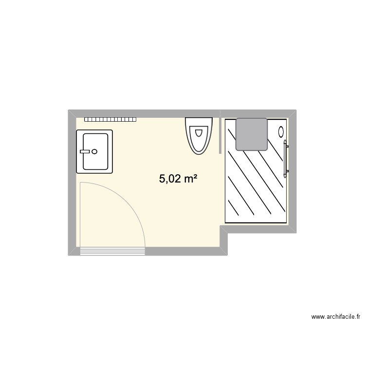 Guichard. Plan de 1 pièce et 5 m2