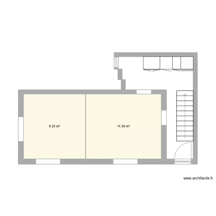 HUN. Plan de 2 Pièces et 21 m²