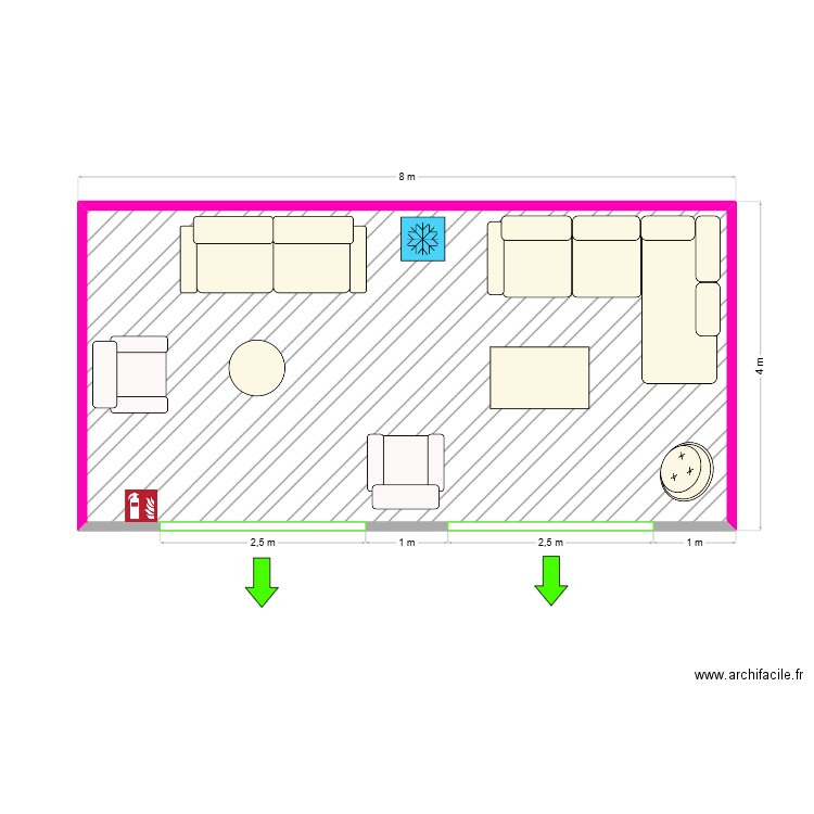 Loge L4. Plan de 1 pièce et 30 m2
