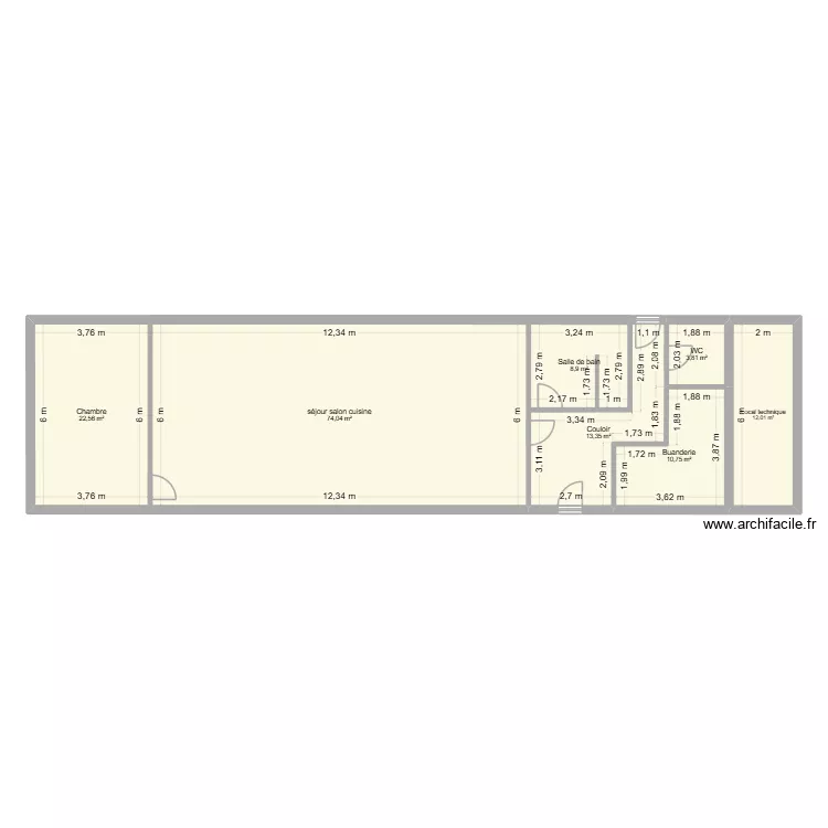 Plancher chauffant. Plan de 7  et 145 m²