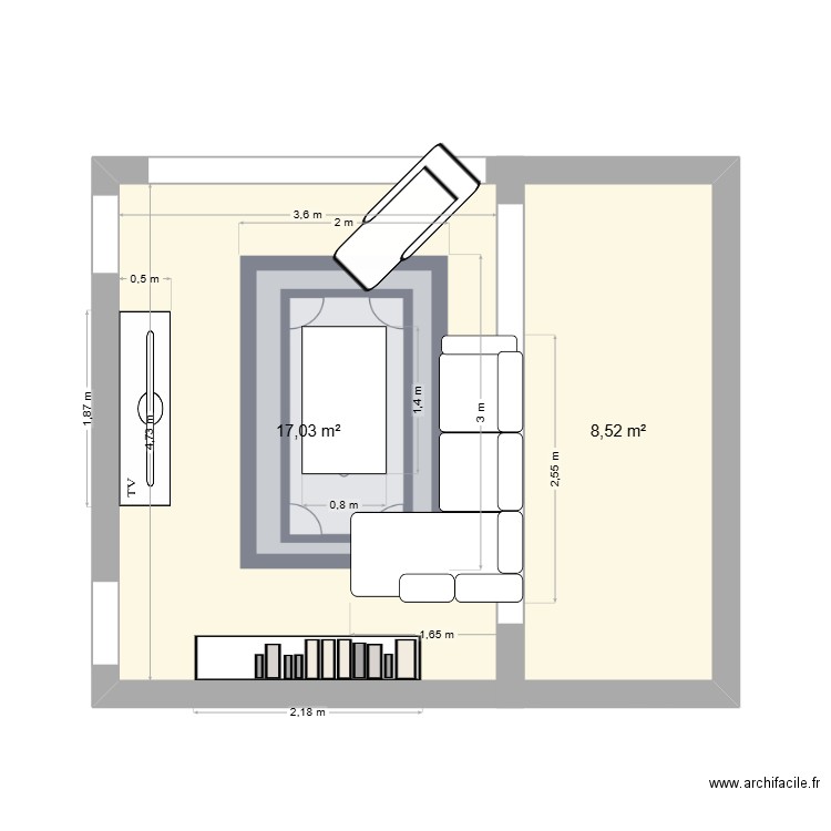 Salle Home Cinéma Defontaine. Plan de 2 pièces et 26 m2