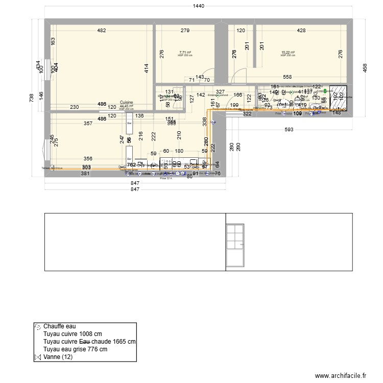 24 Cour de la république. Plan de 5 pièces et 74 m2