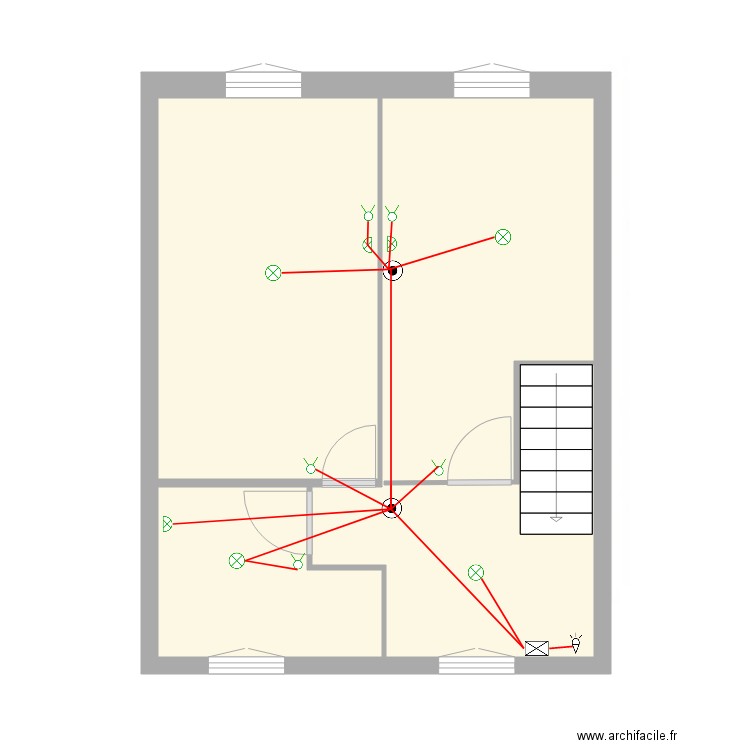 Mélanie éclairage étage . Plan de 3 pièces et 33 m2