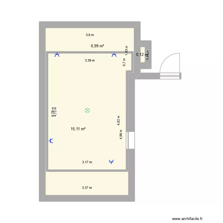 grenier. Plan de 3  et 38 m²