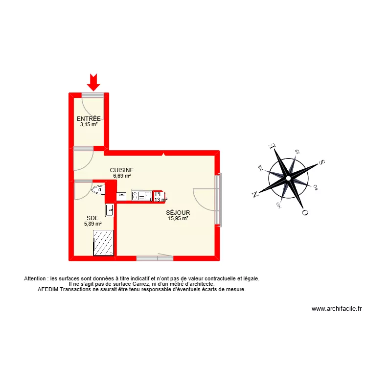 BI 26988. Plan de 8  et 39 m²